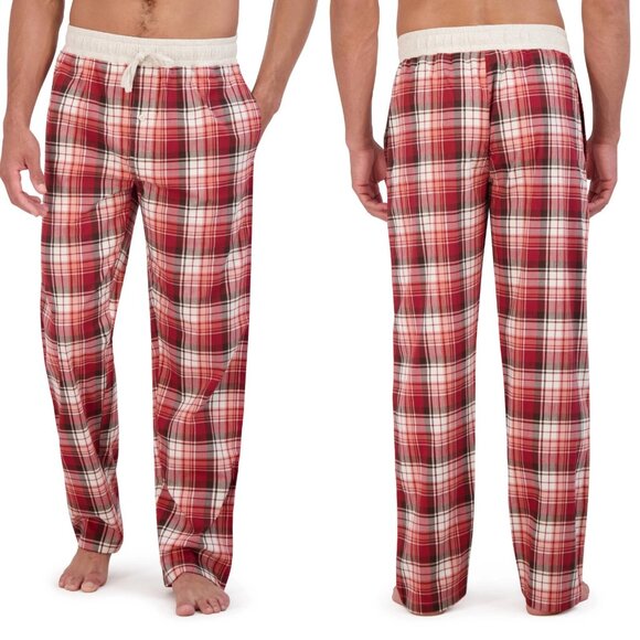 XXL - Hanes Mens Plaid Stretch Woven Sleep Pajama Pants - Red - Picture 1 of 4